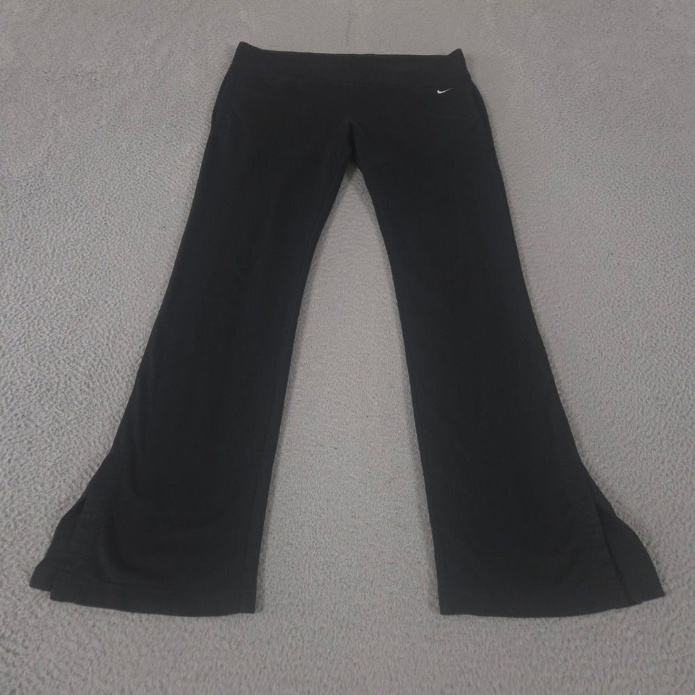 VINTAGE Nike Pants Womens M Black Dri-FIT Legend Flared Yoga Polyester Gym 00s